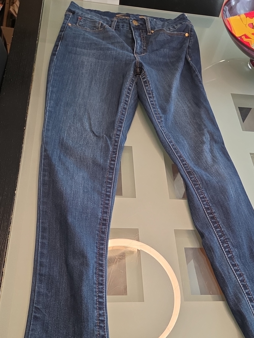 Seven7 Women's Skinny Jeans in Dark Blue Denim